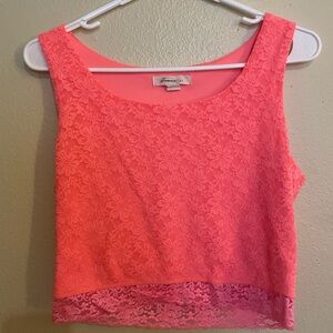 Forever 21 Hot Pink Lace Crop Top L Like New